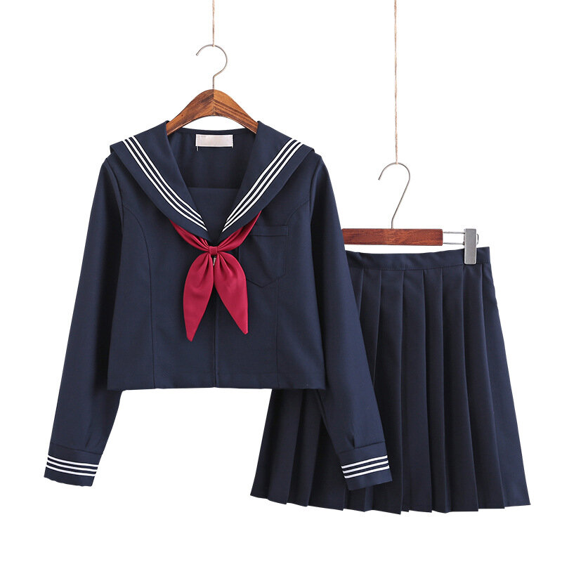 Large-Size S-5XL 8 Sizes Japanese JK Uniforms School Dresses For Girls Navy Blue Sailor Suit Jacket Middle School Uniforms Suits