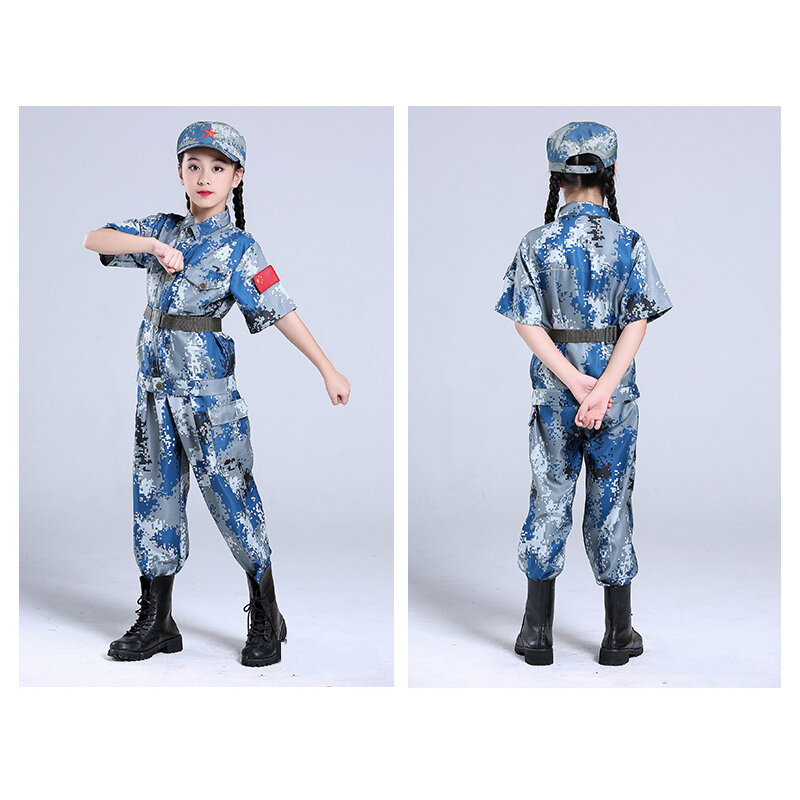 Tactical Military Uniform for Children's Day Camouflag Disguise Adult Halloween Costume for Kid Girl Scout Boy Soldier Army Suit