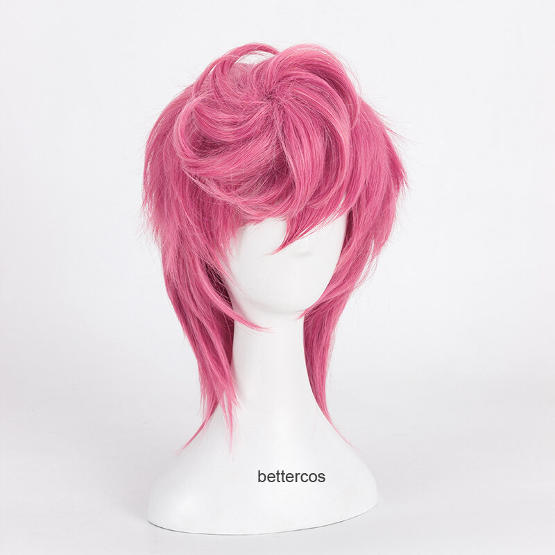 JoJo's Bizarre Adventure Golden Wind Trish Una Cosplay Wig Pink Short Heat Resistant Synthetic Hair Wig + Wig Cap
