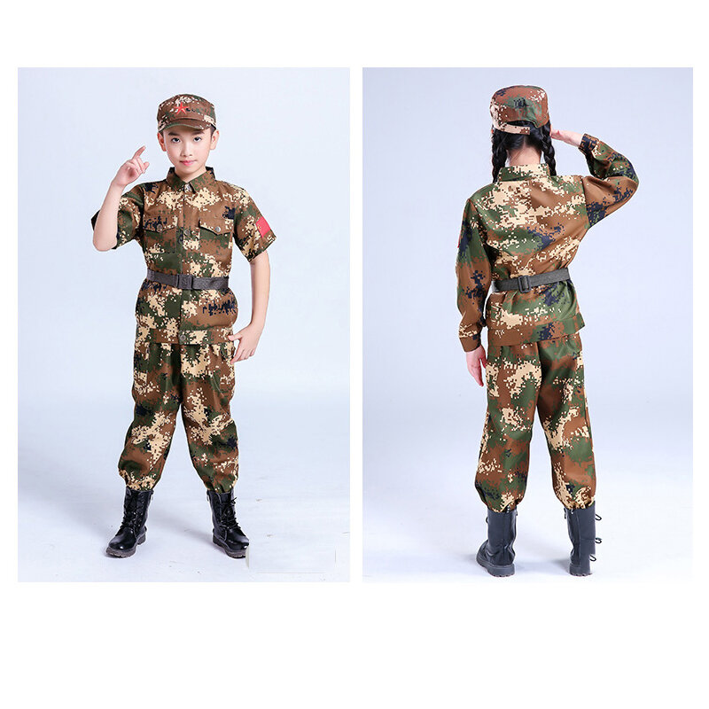 Tactical Military Uniform for Children's Day Camouflag Disguise Adult Halloween Costume for Kid Girl Scout Boy Soldier Army Suit