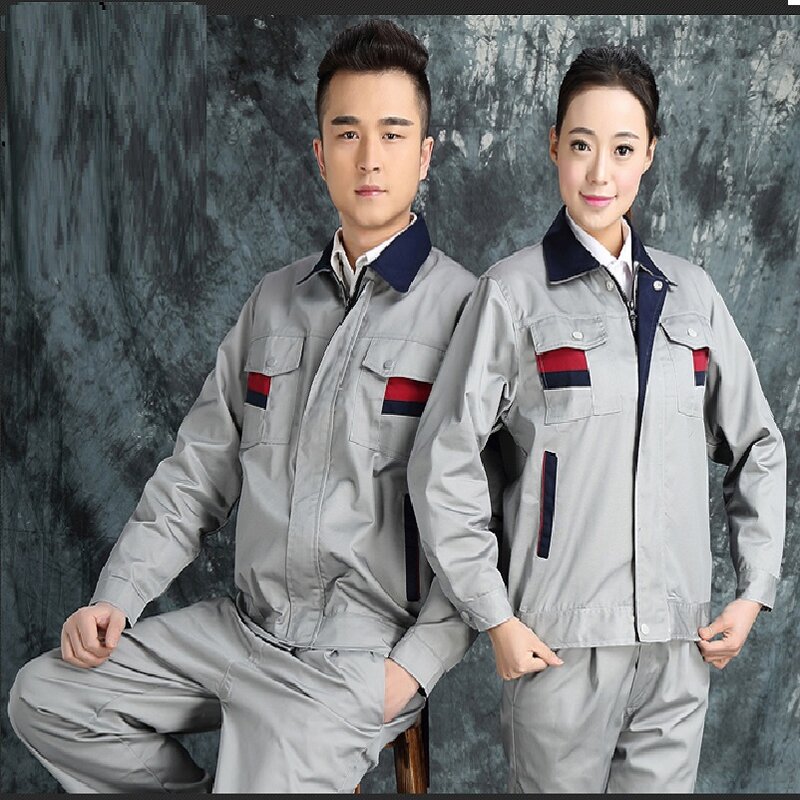 Work Uniforms Spring Wear-resistant Work Clothing Men Long-sleeves Men Women Mechanical Auto Repair Reflective Working Coveralls