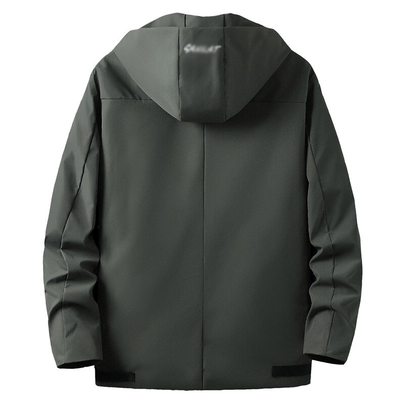 Jaqueta de ferramental com capuz masculina, outwear casual, monocromática, blusão, roupa masculina, jaquetas soltas, casaco primavera, tamanho grande, M-5XL, 2023