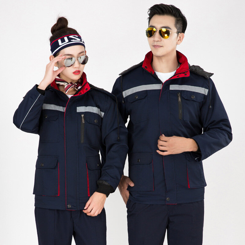Vêtements de travail d'hiver pour hommes et femmes, veste de travail rembourrée en coton, manteau à capuche multi-poches chaud épais tops5X