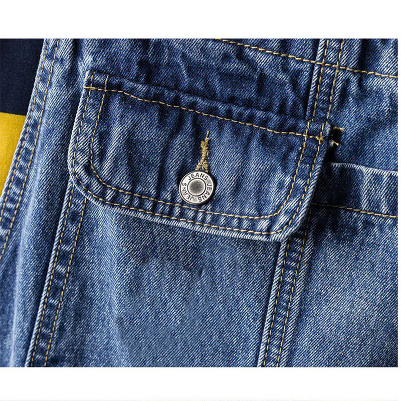Jeans Men Denim Overalls Men's Baggy Bib Overall Jumpsuit Large Size Strap Straight Pants Blue Jeans Street Wear Suspender Pants