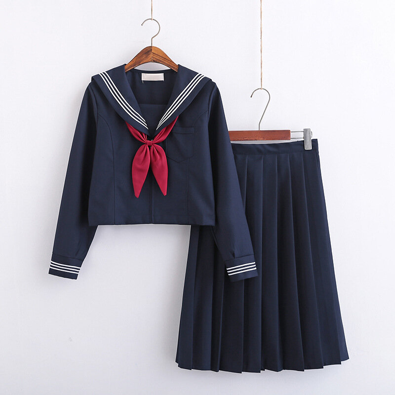 Large-Size S-5XL 8 Sizes Japanese JK Uniforms School Dresses For Girls Navy Blue Sailor Suit Jacket Middle School Uniforms Suits