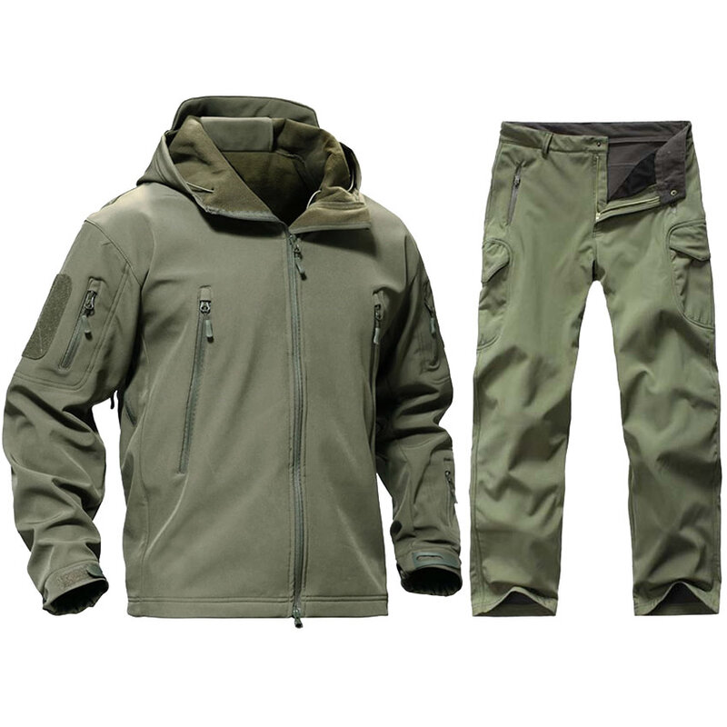 Tactical Military Uniform Jackets Men Work Pants Safari Windproof Army Men Clothing Soft Shell Camo Combat Hunting Clothes