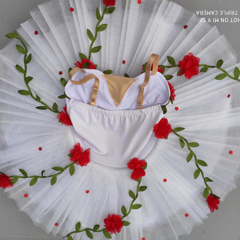 Professional Ballet Tutu Kids Child Girls White Flowers Ballet Dress For Girls Kids Child Ballerina Dress Kids Dance Costume