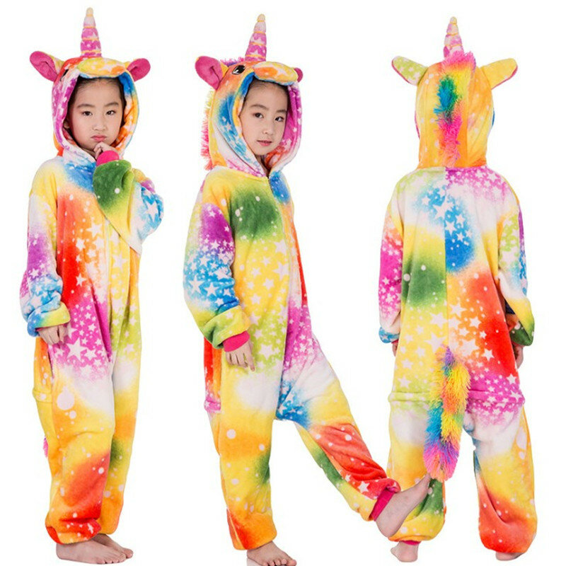 Children Unicorn Tiger Lion Fox Sika Deer Kigurumi Kids Onesies Pajamas Cosplay Costume for Halloween Carnival Party