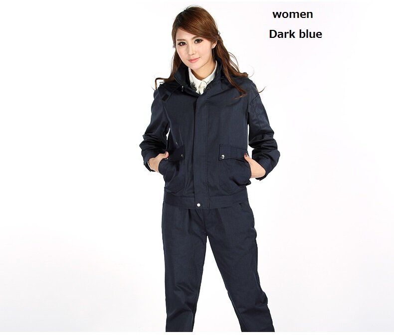 Genuine INSAHO Metal fiber radiation protective overalls,shielding efficiency 30DB,work clothes with hood,SHD005,women,dark blue
