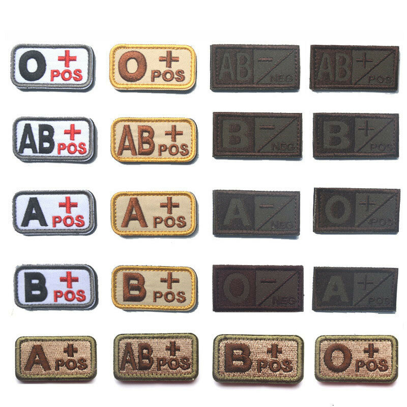 Cool Fashion Blood Type Patch Chapter A+B+AB+O+ Front POS A-B-AB-O Negative NEG Blood Type Patch Group Tactical Military Badge