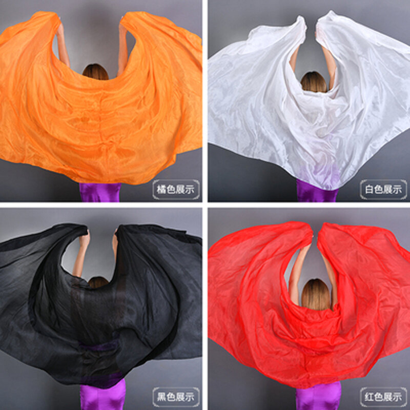 Hot-Selling solid color Belly Dance 100% real Silk Veils Popular 11 colors Stage Performance Props silk Veil Shawls S/M/L Size