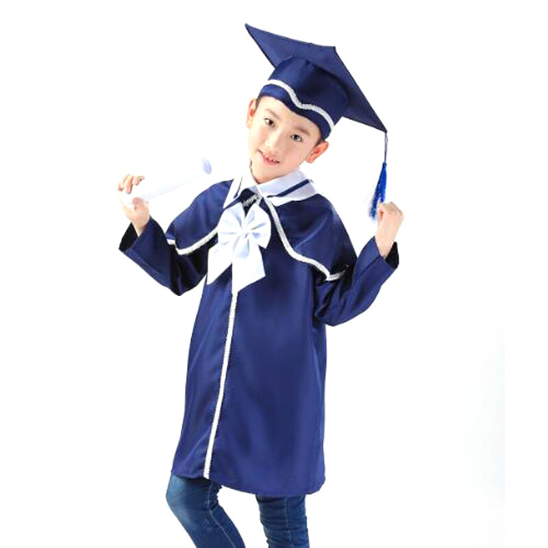 Children Students Performance Costumes Academic Bachelor Gown Kindergarten Kids Dr Clothes Graduated Bachelor Suits Dr cap