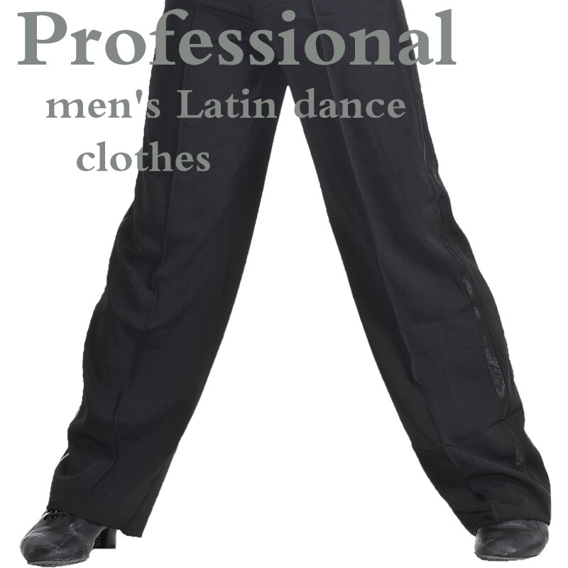 Black Satin Boys or Men Latin Modern Ballroom Performance Dance Pants