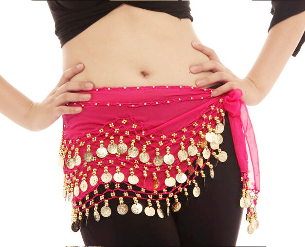 High Quality New Cheap Belly Dancing Costume Hip Belt 98 Coins Belly Dance Waist Scarf for Women 13 Colors Available