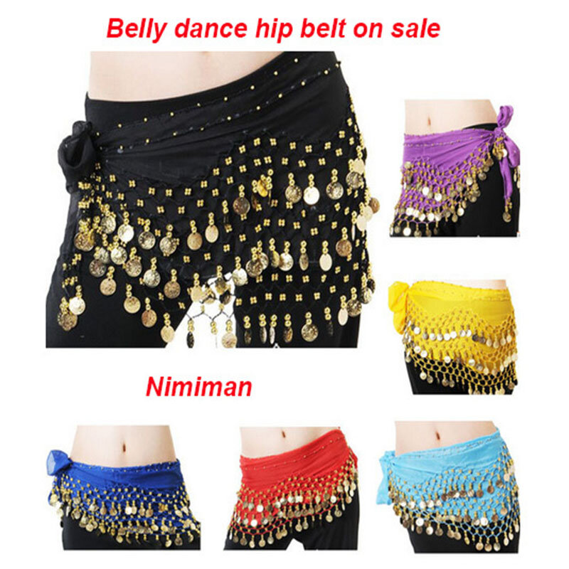 High Quality New Cheap Belly Dancing Costume Hip Belt 98 Coins Belly Dance Waist Scarf for Women 13 Colors Available