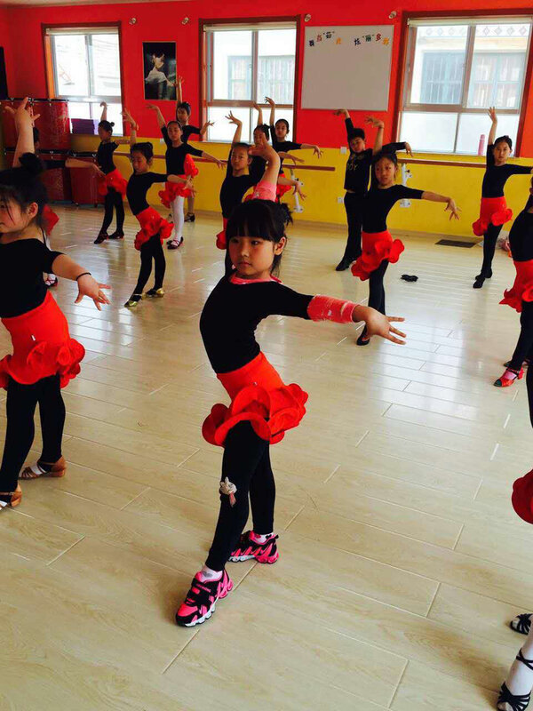 Ruffle Dance Skirt For Girls Children Kids Latin Dance Dress Patterns Unequal Practice Ballroom Tango Salsa Dancing Skirt