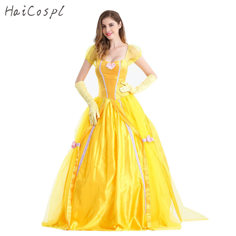 Halloween Belle Beauty and the Beast Costumes Women Adult Dresses Party Fancy Girls Long Princess Female Anime Cosplay