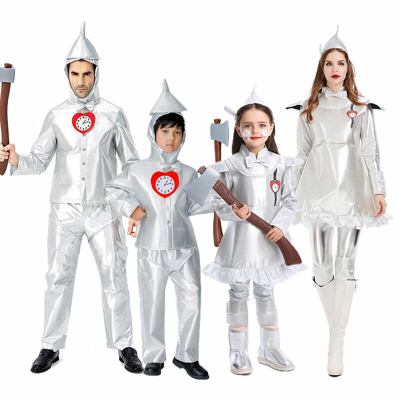 Umorden Family Wizard of Oz Tin Man Cosplay Costumes for Men Boys Girls Halloween Purim Carnival Party Mardi Gras Costume
