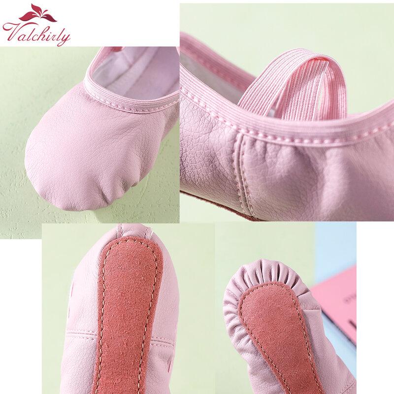 Leather Pointe Shoes Full Sole Dance Slippers Children Ballerina Practice Ballet Dancing Training Use 3 Colors