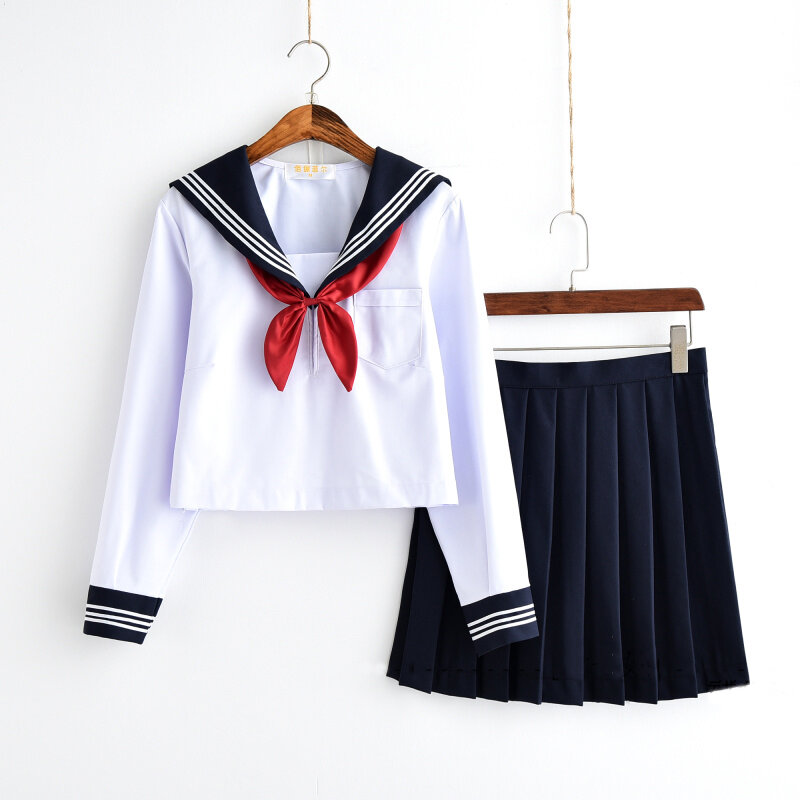 White Schoolgirl Uniform Japanese Class Navy Sailor School Uniforms Students Clothes For Girls Anime Cosplay Sailor JK Navy Suit
