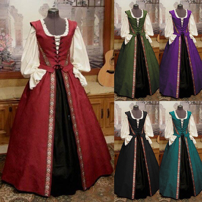 Cosplay Medieval Renaissance Gown Palace Princess Dress Victorian Vintage Party Costume Lace Long Sexy Robe Halloween Costume