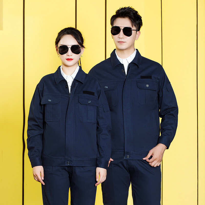 100% Cotton Autumn Reflective Work Clothing Men Women Auto Workshop Anti-static Durable Electricity Mechanical Safety Coverall4x
