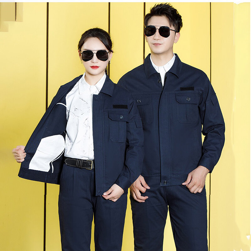 100% Cotton Autumn Reflective Work Clothing Men Women Auto Workshop Anti-static Durable Electricity Mechanical Safety Coverall4x