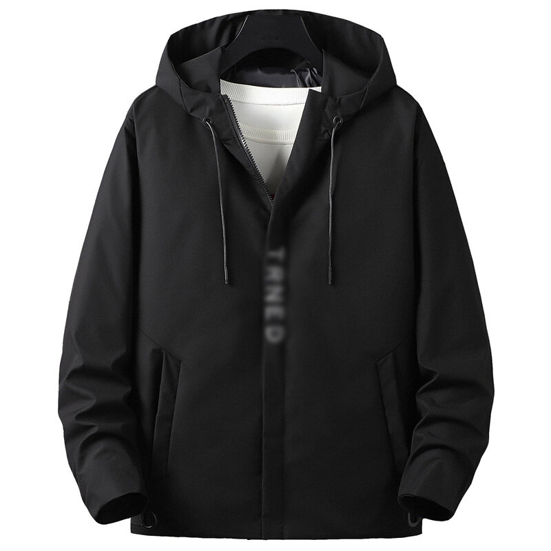 Jaqueta de ferramental com capuz masculina, outwear casual, monocromática, blusão, roupa masculina, jaquetas soltas, casaco primavera, tamanho grande, M-5XL, 2023