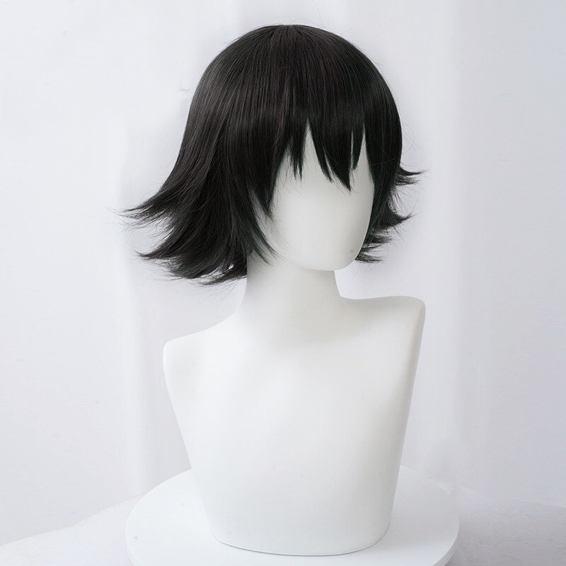 Parrucca Anime Shizuku Murasaki con occhiali parrucche sintetiche resistenti al calore in stile nero corto + cappuccio per parrucca gratuito