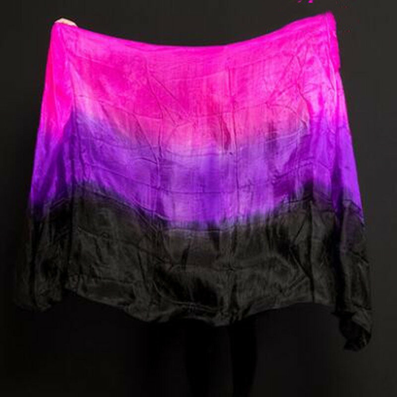 Customized Belly Dance Silk Veils 200cm 250cm 270cm Hand Thrown Scarf Shawl Yellow Orange Pink Purple Gradient  Free Shipping