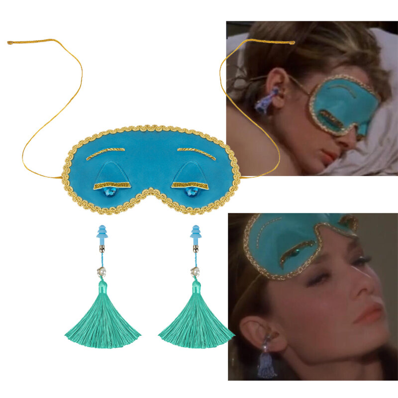Audrey Style Breakfast at TF Cosplay Holly Golightly Sleep Mask With Tassels Earplugs Eyelashes Party Props For Valentine's Day