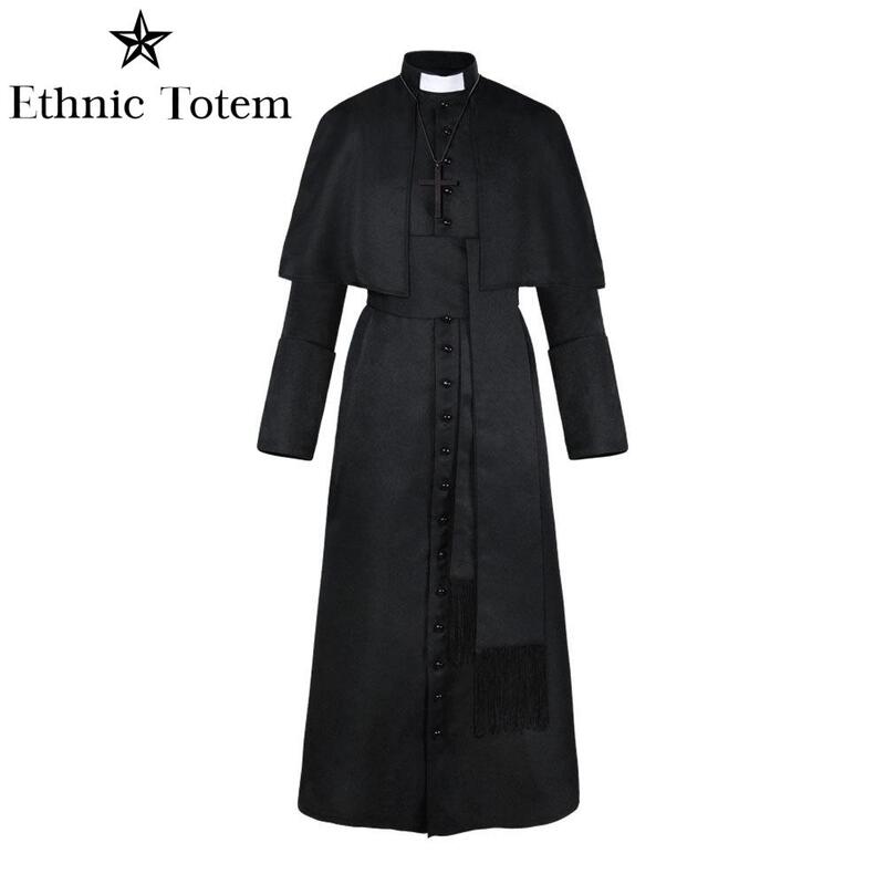 Medievale Vintage sacerdote uniforme Robe Halloween uomo papa pastore mantello mantello Costume Cosplay rinascimentale monaco Robe set clero