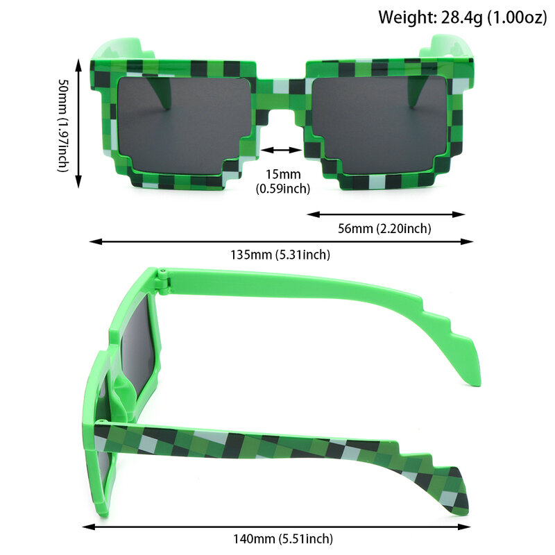 2023 Sunglasses Adults Kids CosPlay Minecrafter Square Glasses EVA Case Toys for Children Gift