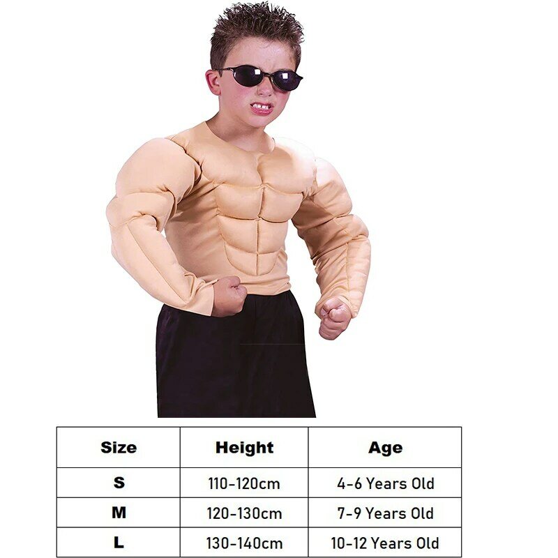 Boys Muscle Shirt Costume Children Muscle Shirt Wrestler Halloween Costume For Kids