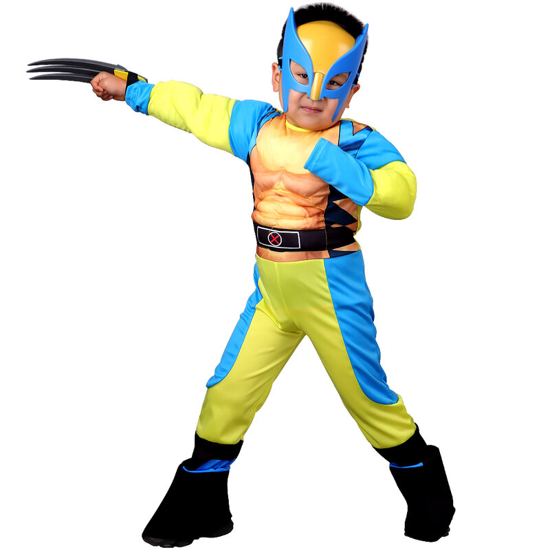 Movie Wolverine Cosplay Costume Kids Boys Superhero Halloween Party Fancy Dress Children Birthday Super Hero Dress Up