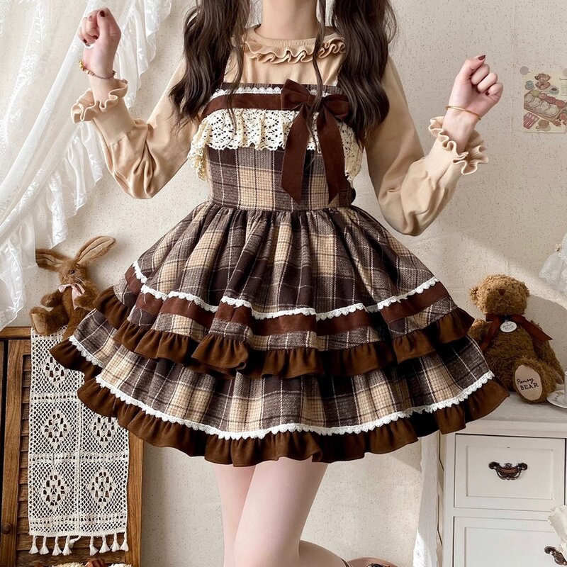 2024 Sping Autumn Harajuku Japanese Korea Fashion Sleeveless Lolita Birthday Gift Tea Party Kawaii Dress Princess Vintage Dress