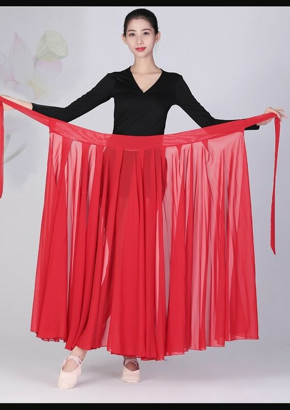 One Piece Xinjiang Dance Practice Clothes Apron Uyghur Martial Arts Performance Costume Large Swing Skirt Half Length Dress
