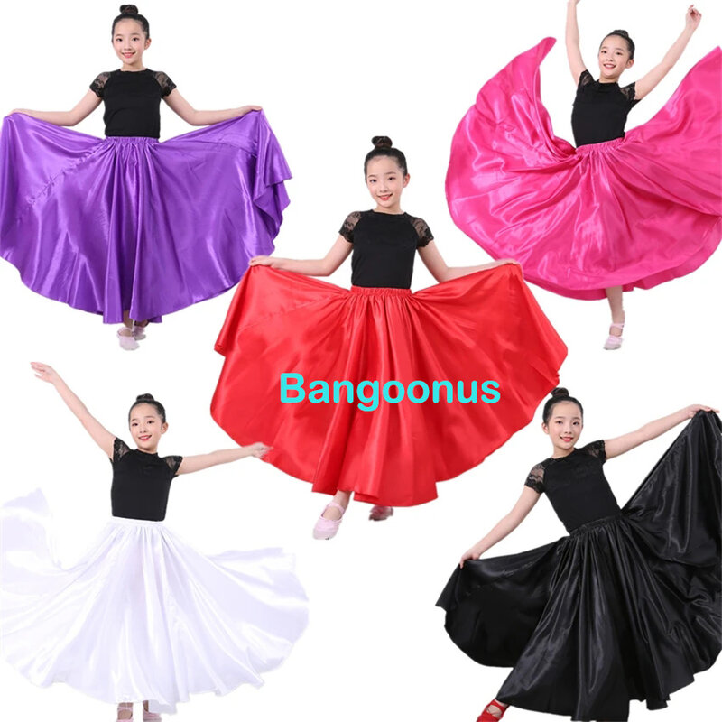 New Girls Flamenco Skirt Spanish Dance Dress Practice Competition Stage Chorus Performance Costuems for Kids Flamengo Skirts