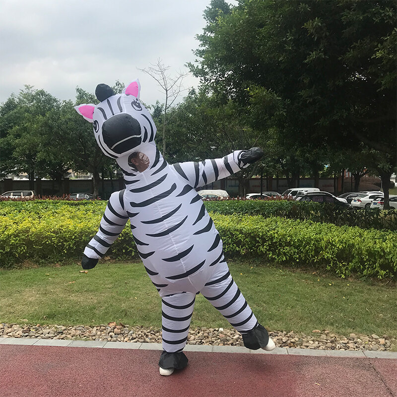 Simbok Zebra Inflatable Costume Halloween Costume for Adult Full Body Cute Black White Animal Carnival Party Role Play Clothing