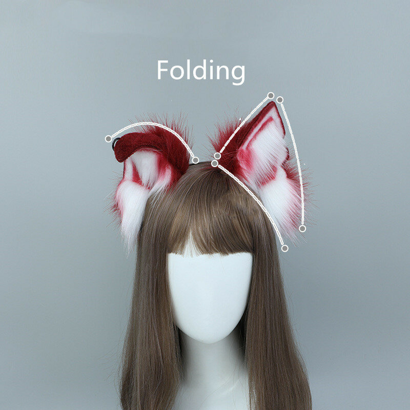 White/Red Wolf Fox Headwear Furry Jackal Ear Jackal Tail Props Cat Ear Headband Handmade Anime COSPLAY Lolita KC LOL Fox Costume