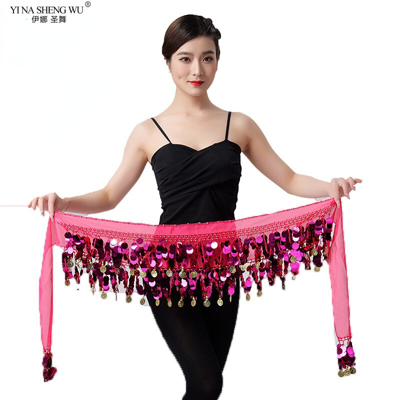 Belly Dance Belt Costumes Sequins Belly Dance Hip Scarf for Women Belly Dancing Belts Indian Colors Belt Dance Performance