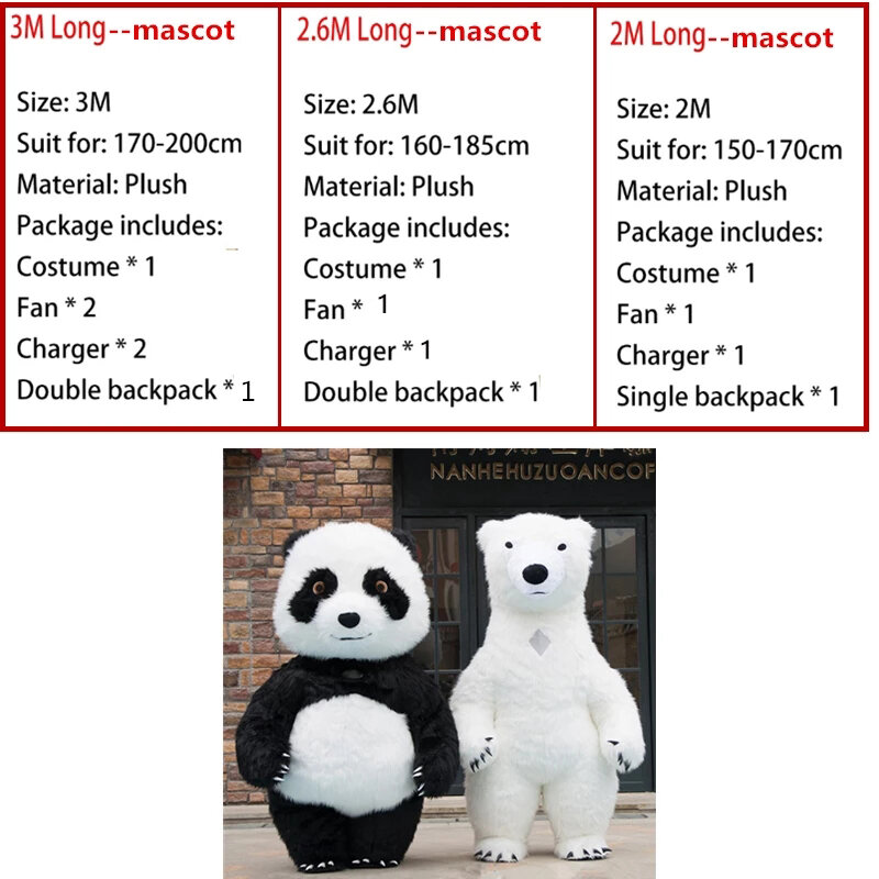Giant Polar Bear Inflatable Cartoon Walking Costume Street Funny Giant Panda Mascot Costume Party Role Play Plush Doll Costume