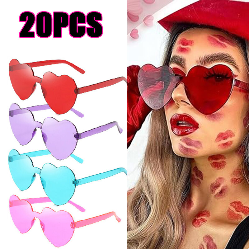 New In Heart Loving Sunglasses for Women Jelly Color Frameless Heart Shaped One-piece Glasses Dazzling Color Glasses