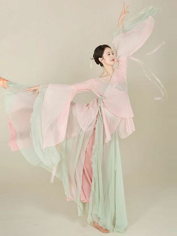 Chinese Classical Dance Folk Practice Clothes Traditional National Yangko Hanfu Clothing Elegant Female Modern Dancing Costume