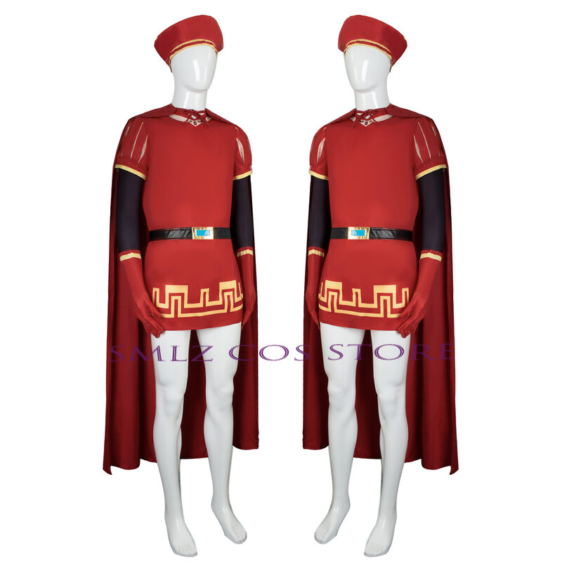 男性と女性のための中世のコスプレ衣装,リングのロードロードロードオブザユニフォーム,ケープグローブ,帽子セット,ハロウィーンパーティー,赤の衣装