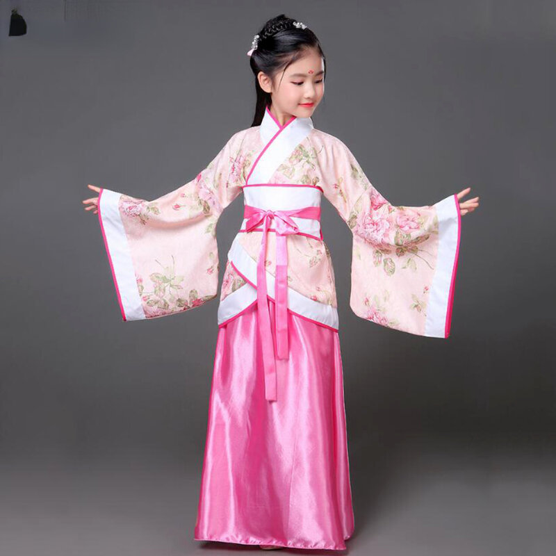 Ancient Kids Traditional Dresses Chinese Outfit Girls Costume Folk Dance Performance Hanfu Dress for Children