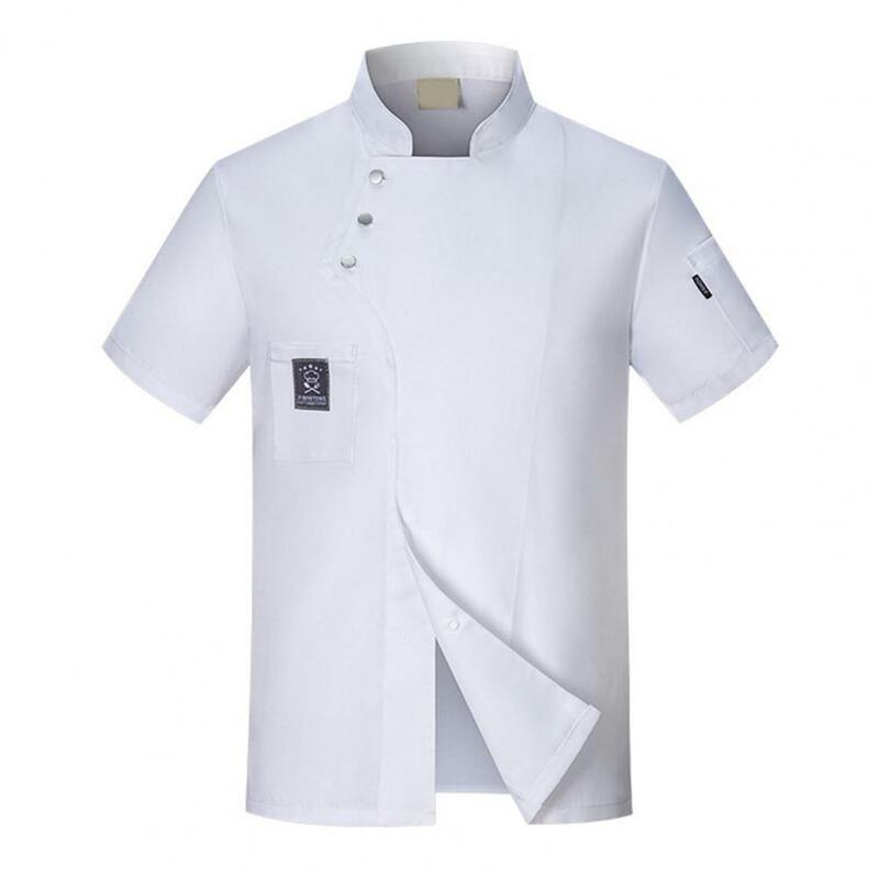Chef Uniform Short Sleeves Stand Collar Plus Size Bakery Restaurant Chef Uniform Breathable Uniform Kitchen Work Attire