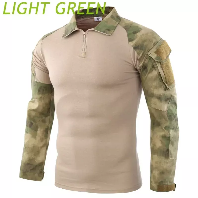 Combat Uniform Shirt Camouflage US Asian Size S-3XL Cargo Sport Tops Airsoft Paintball Tactical Men Shirts