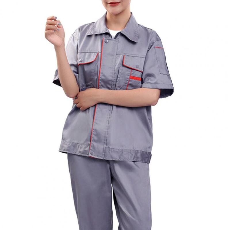 Factory Work Uniform Work Clothes Durable Unisex Workwear Breathable Dirt-resistant Coat with Pockets for Women Men Plus Sizes