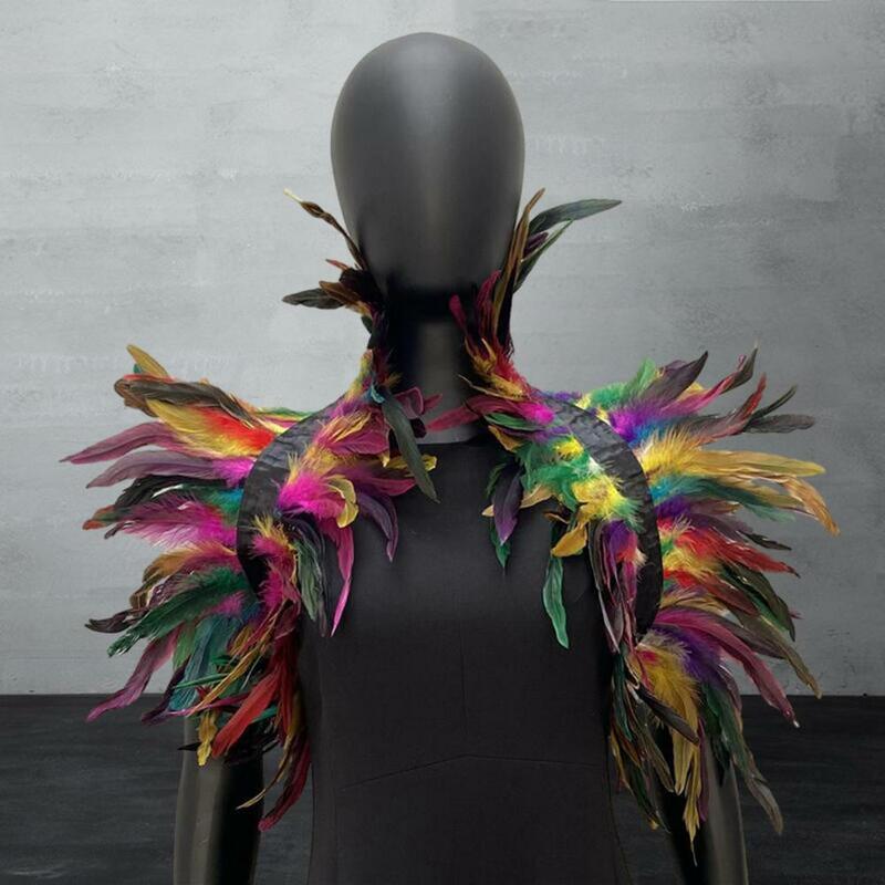 부드러운 깃털 숄, 코스프레 파티 무대 공연용 숄 망토, 조절 가능한 레트로 칼라 댄서 코스튬